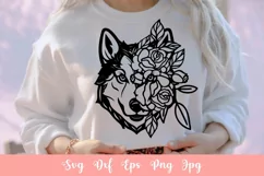 Cute Husky Dog With Flowers Animal Pet SVG File, Shirt SVG Product Image 3
