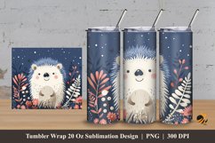 Cute Hedgehog Tumbler Wrap Sublimation Design 3 Product Image 1