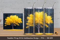 Yellow Tree Tumbler Wrap Sublimation Design 3 Product Image 1