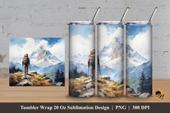 Mountain Climbing Tumbler Wrap Sublimation Design 3 Product Image 1