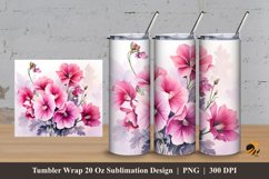 Mallow Flower Tumbler Wrap Sublimation Design 3 Product Image 1