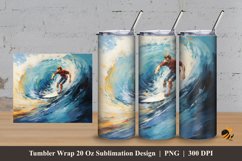 Surfing Man Tumbler Wrap Sublimation Design 3 Product Image 1