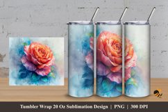 Rose Blooms Tumbler Wrap Sublimation Design 3 Product Image 1