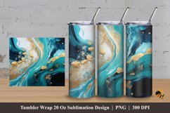 Beauty Teal Marble Tumbler Wrap Sublimation Design 3 Product Image 1
