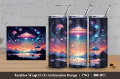 UFO Galaxy Tumbler Wrap Sublimation Design 3 Product Image 1