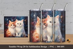 Cats Watercolor Tumbler Wrap Sublimation Design 3 Product Image 1