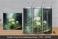 Forest Flower Tumbler Wrap Sublimation Design 3 Product Image 1