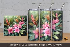 Jungle Floral Tumbler Wrap Sublimation Design 3 Product Image 1
