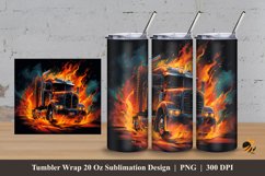 Flame Truck Tumbler Wrap Sublimation Design 3 Product Image 1