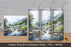 Waterfall River Tumbler Wrap Sublimation Design 3 Product Image 1