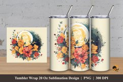 Moon Flower Art Tumbler Wrap Sublimation Design 3 Product Image 1