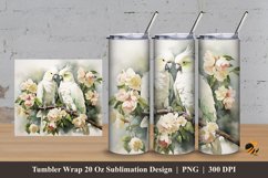 White Cockatoo Tumbler Wrap Sublimation Design 3 Product Image 1