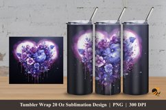 Floral And Love Tumbler Wrap Sublimation Design 3 Product Image 1