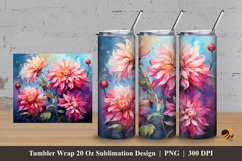 Dahlia Flower Tumbler Wrap Sublimation Design 3 Product Image 1
