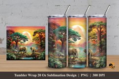Rainbow Elephant Tumbler Wrap Sublimation Design 3 Product Image 1