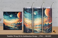 Retro Space Tumbler Wrap Sublimation Design 3 Product Image 1