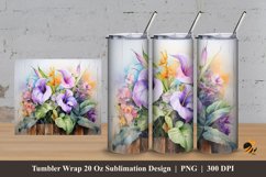 African Violet Tumbler Wrap Sublimation Design 3 Product Image 1