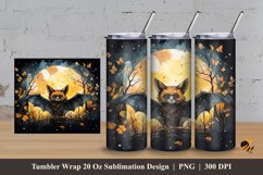 Bat at Night Tumbler Wrap Sublimation Design 3 Product Image 1