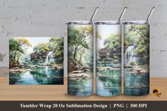Nature River Tumbler Wrap Sublimation Design 3 Product Image 1