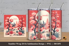 Flowers in The Desert Tumbler Wrap Sublimation Design 3 Product Image 1