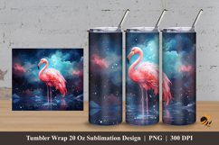 Flamingo at Night Tumbler Wrap Sublimation Design 3 Product Image 1