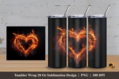 Flame Heart Tumbler Wrap Sublimation Design 3 Product Image 1