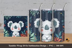 White Koala Tumbler Wrap Sublimation Design 3 Product Image 1