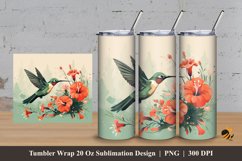 Hummingbird Flying Tumbler Wrap Sublimation Design 3 Product Image 1