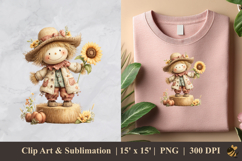 Whimsical Scarecrow DTF Sublimation Clipart Design 3 Product Image 1
