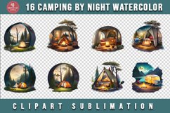 Camping by Night Watercolor Clipart Sublimation 16 Design Product Image 3