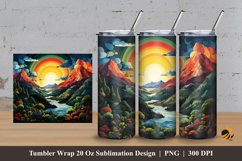 Rainbow Mountain Tumbler Wrap Sublimation Design 3 Product Image 1