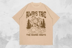 Always Take the Scenic Route Animal Hiking T-shirt Design Product Image 1