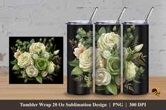 White Olive Bouquet Tumbler Wrap Sublimation Design 3 Product Image 1