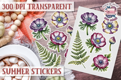 Summer Vibes sticker sheet Beach Scrapbook PNG Flowers Product Image 1