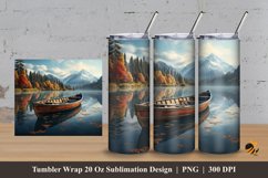 Canoe And Lake Tumbler Wrap Sublimation Design 3 Product Image 1
