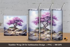 Bougainvillea tree Tumbler Wrap Sublimation Design 3 Product Image 1