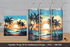 Beach Panorama Tumbler Wrap Sublimation Design 3 Product Image 1
