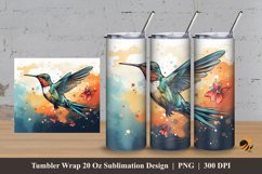 Hummingbird Fantasy Tumbler Wrap Sublimation Design 3 Product Image 1
