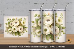 Ranunculus Flower Tumbler Wrap Sublimation Design 3 Product Image 1