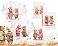 Pink teddy bear, Girl bear clipart, Kawaii bear sticker, Product Image 3