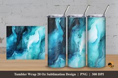 Black Teal Marble Tumbler Wrap Sublimation Design 3 Product Image 1