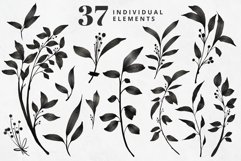 Black Watercolor Leaves Clipart Set Product Image 5