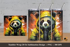 Panda Wearing Jacket Tumbler Wrap Sublimation Design 3 Product Image 1