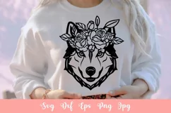 Floral Cute Husky Dog Animal Pet SVG File, Shirt SVG Product Image 3