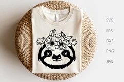 Floral Sloth SVG Cut File, Wild Animal Product Image 3