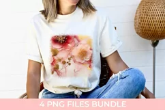 Ink T-shirt With Flowers and Gold Sublimation PNG Product Image 3