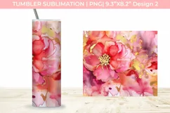 Ink Tumbler With Flowers and Gold Sublimation PNG Product Image 3