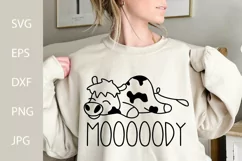 Moody Cow SVG, Sleepy Cow Quote SVG, Lazy Cow SVG Product Image 3
