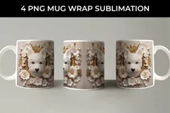 3D white Floral Westie Dog Mug Sublimation PNG Product Image 3