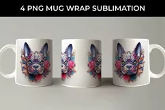 3D Floral Fantasy French Bulldog Mug Sublimation PNG Product Image 3